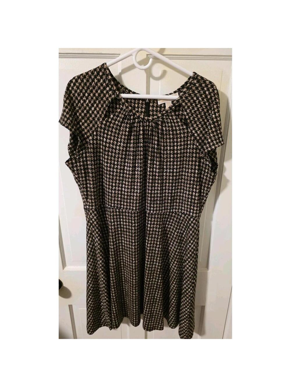 Michael Kors All Over Print Womens Dress 2X XXL Brown Tan Black